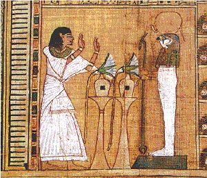 dal Papiro di Ani, 1420 a.C. Invocazione del defunto a Horo che personifica Ra